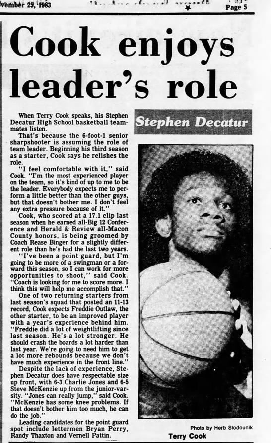 Terry Cook, Stephen Decatur, Class of 1984